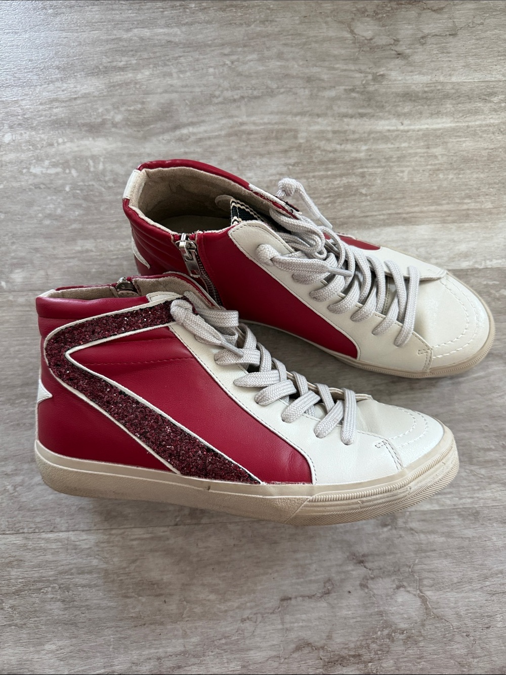 Shu ShopRed and Cream High-Top Sneakers 7.5 EUC